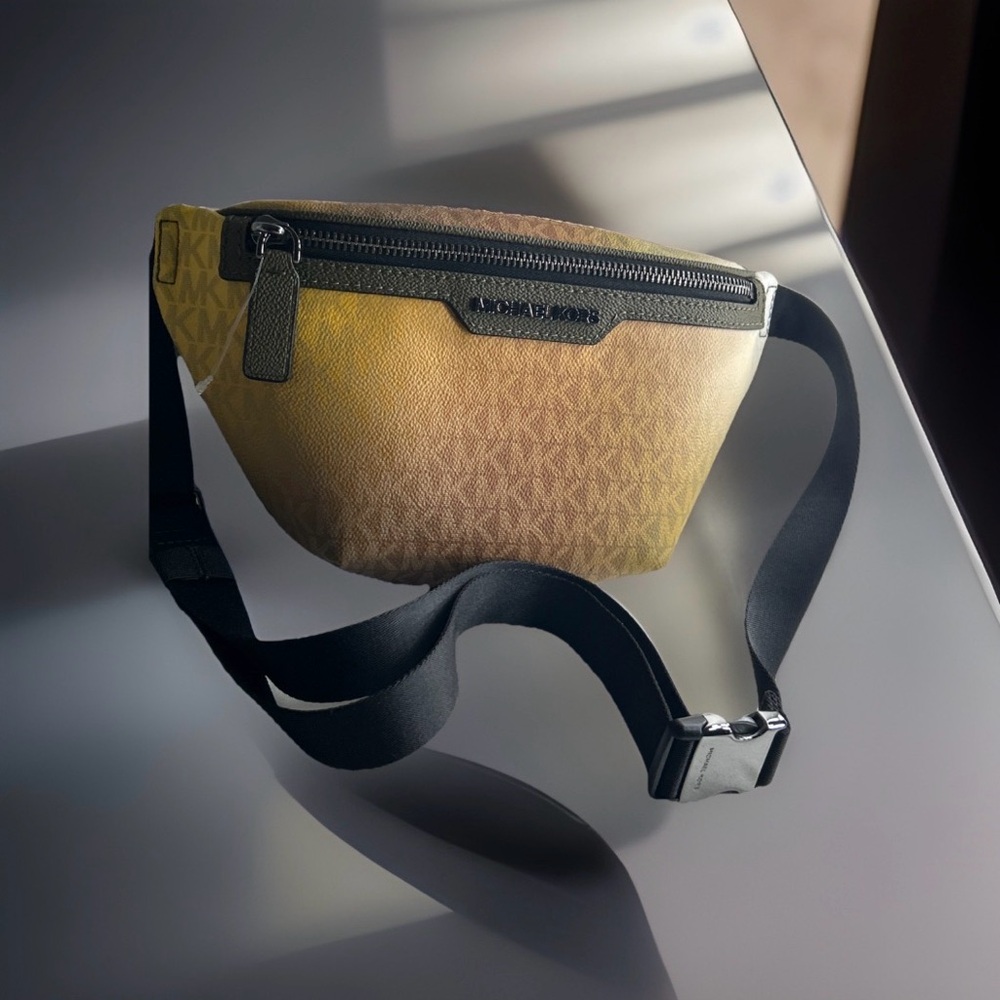 Michael Kors Cooper Ombré Signature Logo Sling Pack Olive Combo